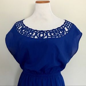 Forever 21 royal blue midi dress fun neck detail